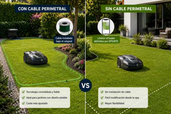 Comparativa entre robot cortacésped con cable y sin cable