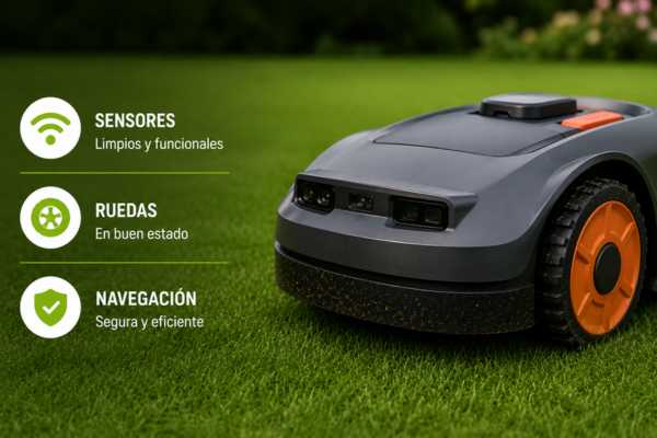 Comprobación de sensores y ruedas de un robot cortacésped