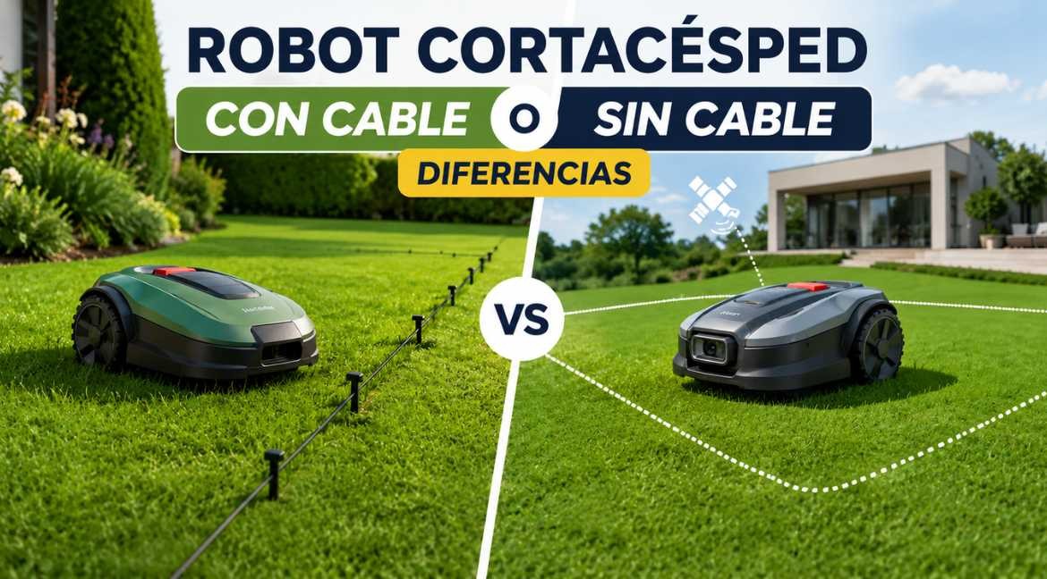 Robot cortacésped con cable o sin cable: diferencias