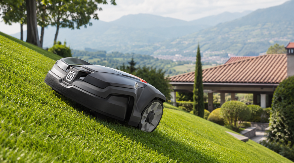 Robot cortacésped para jardines con pendiente